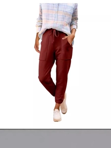 Pantaloni cargo bordeaux da donna con coulisse in vita e grandi tasche laterali