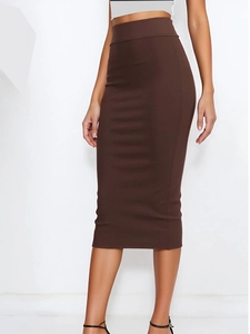 Women Temperament High Waist Elastic Pencil Skirt Office Business Slim Bodycon Midi Skirt For Work Casual Daily Wearing