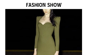 Détail d'une robe longue vert olive à épaulettes et décolleté en forme de cœur