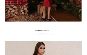 Red bodycon midi dress with backless design paired with black heels in festive setting