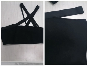 Ensemble bandage noir à bretelles croisées et découpes avec une coupe ajustée sans manches