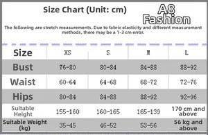Size chart for irregular slit rhinestone dress with bust, waist, and hip measurements