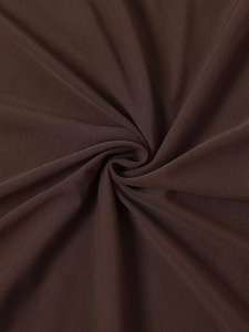 Detailed texture of dark brown mesh fabric with fine pleated weaving and soft drape