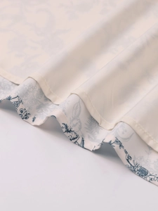 Detailed close-up of floral print dress hem showing texture and inner lining quality