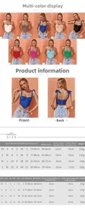 Detailed size chart for corset crop top showing measurements for sizes XS to L in cm