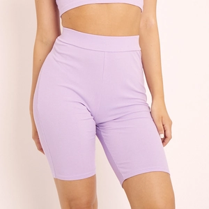 Completino Sportivo Donna in Maglia a Costine Top Senza Maniche e Pantaloncini da Ciclista a Vita Alta Casual Estivo