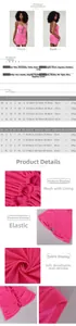 Detailed size chart for mesh hollow bodycon dress with fabric properties and measurements