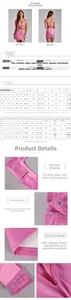 Size chart for women pink PU leather two-piece set including bust, waist, and hip measurements
