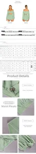 Detailed size chart for women's V-neck long sleeve top and shorts two-piece set