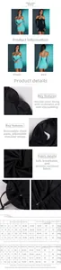 Size chart detail for mesh bodycon mini dress showing XS to L dimensions and fabric features