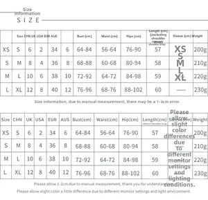 Guide des tailles pour robe courte moulante avec mesures XS à L et standards internationaux