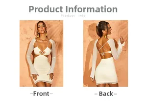 Front and back view of a sexy cream cut-out bodycon dress with lace-up detail and open back