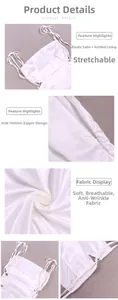 Detail view of white satin dress featuring side invisible zipper and texture