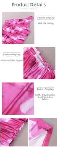 Detail of pink tie-dye dress featuring side invisible zipper and soft lining