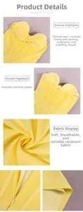 Detailed view of yellow dress with corset fishbone structure and invisible zipper
