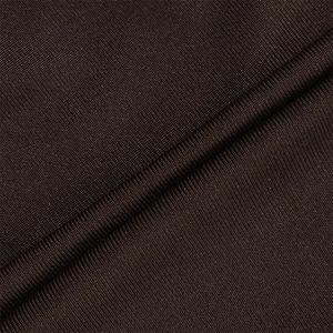 Close-up of deep brown ribbed knit fabric with soft texture and elegant ruched details