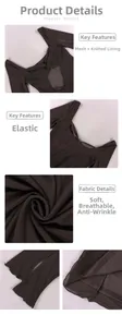 Détail de robe en maille marron avec décolleté carré, nœud torsadé et tissu élastique