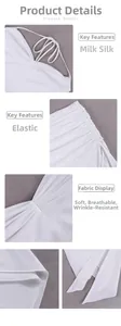 Detail of white milk silk fabric showing gathered textures and fine double-stitched seams
