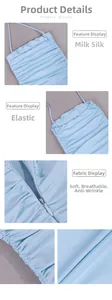 Détail du tissu en soie de lait bleu clair montrant les fronces et le zip invisible