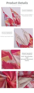 Detail showing printed chiffon, pearlescent lining and back zipper on this summer dress