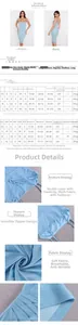 Guide des tailles pour robe en maille bleue avec mesures de poitrine et de taille