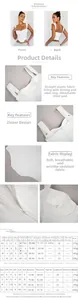 Detailed size chart for white corset top with measurements in cm and multi-country sizing