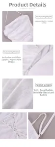 Détail du satin jacquard rose blanc avec fermeture éclair invisible et bretelles
