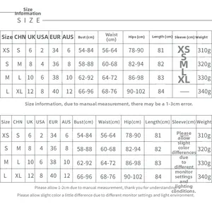 Tableau des tailles pour robe licou avec mesures buste, taille et hanches de XS à L