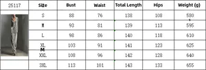Detailed size guide table for women's velvet jumpsuit including bust and waist measurements