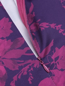 Macro detail of high-quality floral print fabric with a seamless invisible zipper closure