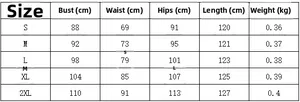 Detailed size chart for the deep V-neck cocktail dress showing S to 2XL measurements