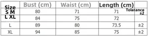 Detailed size chart for floral mini dress with bust, waist, and length measurements