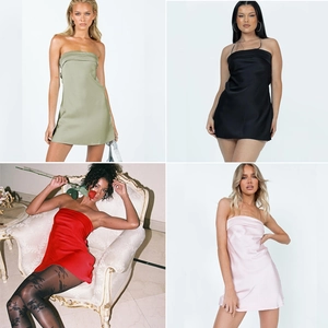Mini abito a fascia elegante in raso nei colori verde, nero, rosso e rosa party