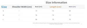 Size chart for floral deep V jumpsuit with bust waist and length in cm