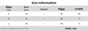 Detailed size chart for the summer floral mini dress with bust and length in centimeters