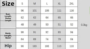 Size chart for Christmas print pajama set showing S to 2XL measurements and weight