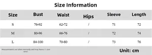 Detailed size chart for slim fit ruffle mini dress covering S, M, and L dimensions in cm