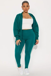 Ensemble de sport 3 pièces bleu sarcelle avec sweat à capuche et legging de yoga