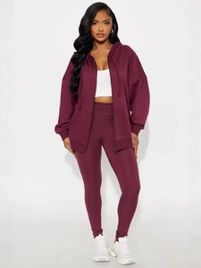 Tenues Décontractées pour Femmes avec Sweat à Capuche et Leggings Sweat à Capuche zippé à Manches Longues Taille Haute Couleur Unie