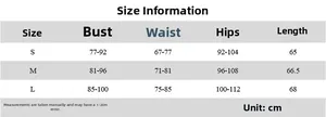 Size information table with S, M, L measurements in cm for bodycon polka dot dress