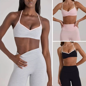Soutien-gorge de Sport Dos Nu Dos Nu pour Femmes Pantalon de Yoga Mince à Taille Haute Haute Élasticité Fitness Course Top Bottom