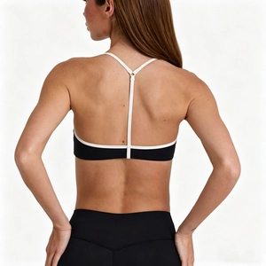 Soutien-gorge de sport dos nu pour femme avec bretelles blanches et design en Y épuré