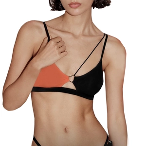 Women's Sexy Deep V Yoga Top With Chest Pads Heart Metal Ring Asymmetric Straps Backless Fitness Slimming Sports Camisole