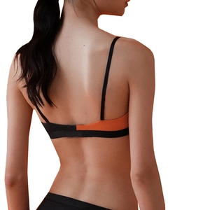 Deep V yoga sports bra with criss-cross back and high elastic skin-friendly fabric