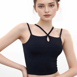 Débardeur de Yoga Sexy pour Femmes Dos Croisé Avec Coussinets Amovibles Évacuation de l'Humidité Gilet de Sport Ajusté pour Course Fitness Gym