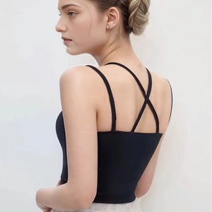 Débardeur de sport noir pour femme avec bretelles croisées et design dos ouvert