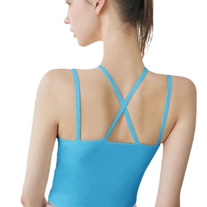 Soutien-gorge de sport bleu vif avec bretelles croisées pour le fitness intense