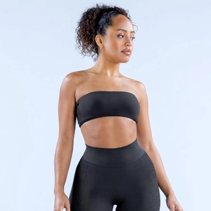 Ensemble haut bandeau sport noir sans couture et leggings taille haute pour yoga