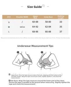 Maattabel voor high-impact yoga vest met afmetingen voor S, M en L in centimeters