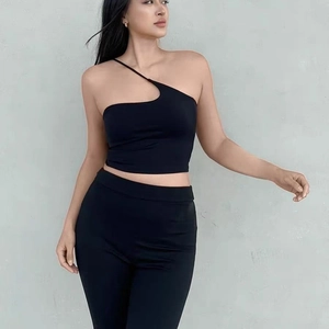 Damen Einschulter Yoga Weste Sexy Asymmetrisch Gepolstert Sport BH Hohe Elastizität Laufen Fitness Training Crop Top Gym Wear